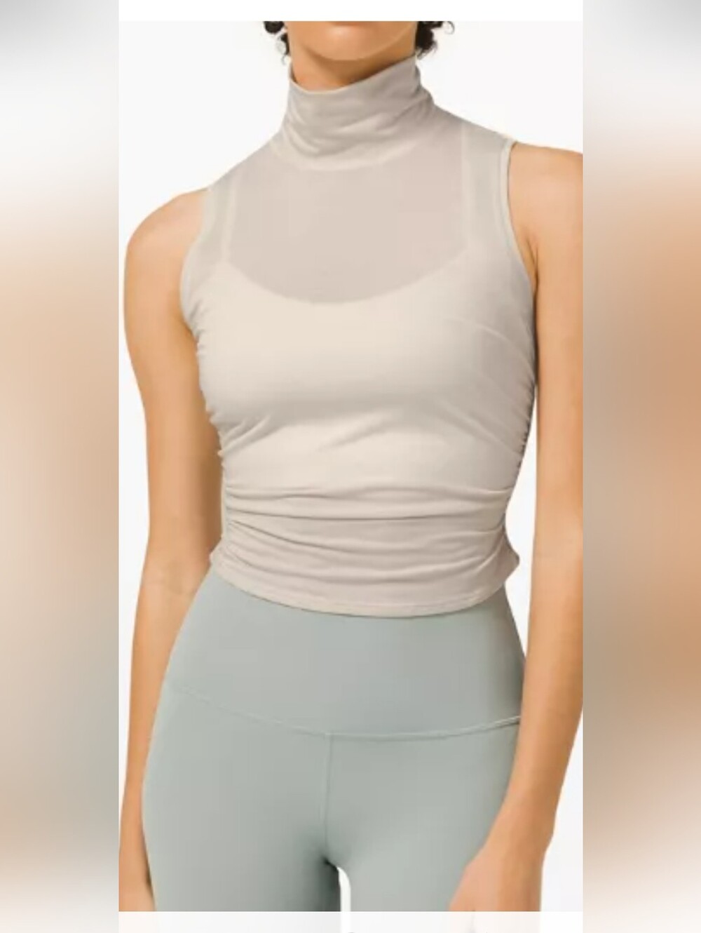 Sleeveless Mock Neck Crop Top in Stone - Lululemon